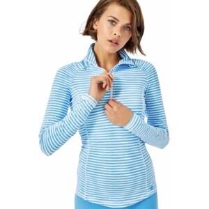 Lilly Pulitzer Luxletic Justine Half Zip Pullover Blue White Stripe Womens Small